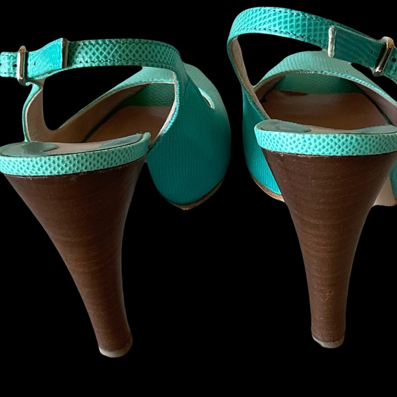 Salvatore Ferragamo Turquoise Slingback Heels - Picture 2 of 5